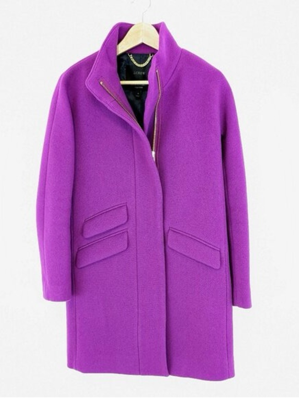 J. Crew Women's Cocoon Fuschia Purple Wool Blend Stand-Collar Coat Sz 6 - Picture 2 of 9